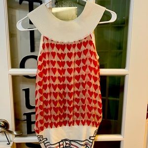 JC de Castelbajac Paris Hearts red sheer Blouse 44 Italy.